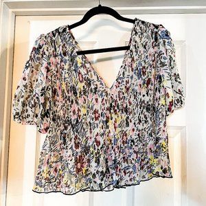 GANNI – Pleated Georgette Blouse EGRET - DK 36